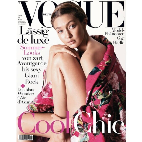 Gigi Hadid en couverture du nouveau Vogue Deutsch. Numéro de mai 2016.