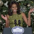 La sublime Michelle Obama a invité des enfants de militaires américains pour une fête à la Maison Blanche à Washington, le 2 décembre 2015.