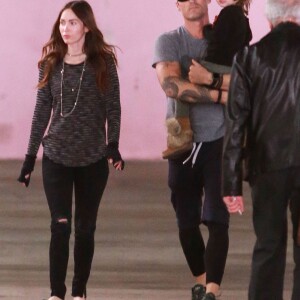 Exclusif - Megan Fox et son mari Brian Austin Green emmènent leur fils Noah à l'hôpital à Los Angeles, le 21 janvier 2016.