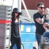 Exclusif - Megan Fox et son mari Brian Austin Green sortent du restaurant "Le Pain Quotidien" avec leur fils Bodhi à Los Angeles, le 10 octobre 2014.