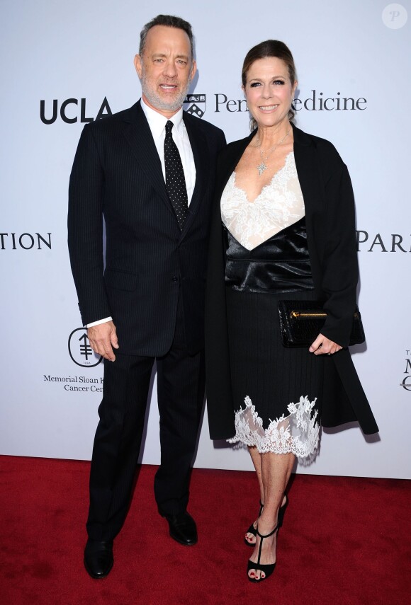 Tom Hanks, Rita Wilson au gala contre le cancer organisé par Sean Parker et la Parker Foundation à Los Angeles, le 13 avril 2016