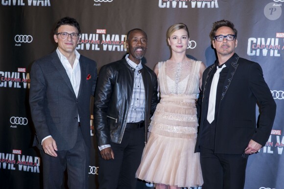 Anthony Russo, Don Cheadle, Emily Van Camp et Robert Downey Jr. - Avant-première du film "Captain America : Civil War" au Grand Rex à Paris, le 18 avril 2016. © Olivier Borde/Bestimage