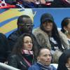 Maitre Gims et son épouse DemDem assistent à la finale de la Coupe de la Ligue PSG-LOSC au Stade de France. Saint-Denis, le 23 avril 2016. © Cyril Moreau/Bestimage