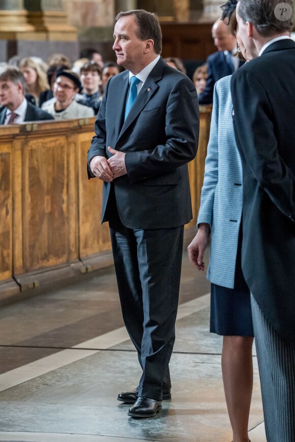 Stefan Löfven - La famille royale suédoise assiste au te Deum en l'honneur de la naissance du prince Alexander en la chapelle du palais royal de Stockholm, le 22 avril 2016.