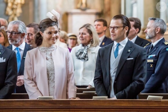 La princesse Victoria et le prince Daniel de Suède - La famille royale suédoise assiste au te Deum en l'honneur de la naissance du prince Alexander en la chapelle du palais royal de Stockholm, le 22 avril 2016.