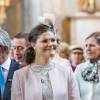 La princesse Victoria de Suède - La famille royale suédoise assiste au te Deum en l'honneur de la naissance du prince Alexander en la chapelle du palais royal de Stockholm, le 22 avril 2016.