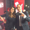Karine Ferri et Nikos Aliagas dans les coulisses de "The Voice 5", samedi 23 avril 2016.
