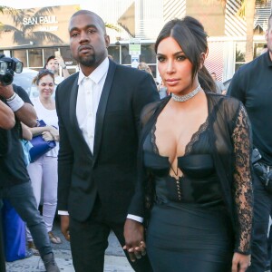 Kim Kardashian et son mari Kanye West au mariage d'Isabela Rangel et David Grutman à Miami, le 23 avril 2016