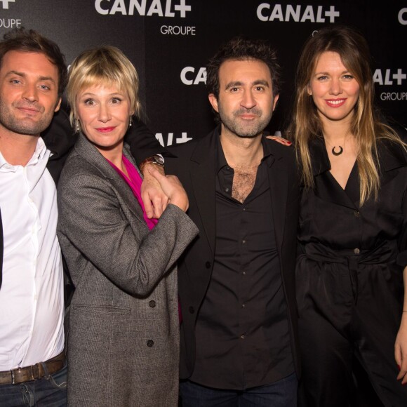 Augustin Trapenard, Maïtena Biraben, Mathieu Madénian et Lauren Bastide - Soirée des animateurs du Groupe Canal+ au Manko à Paris. Le 3 février 2016.