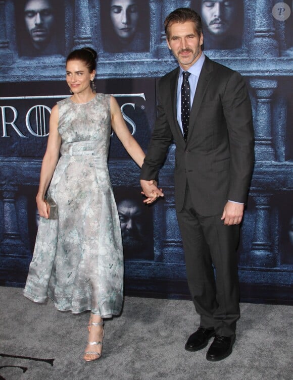 Amanda Peet et son mari David Benioff à la première de la saison 6 de "Game Of Thrones" à Hollywood le 10 Avril 201