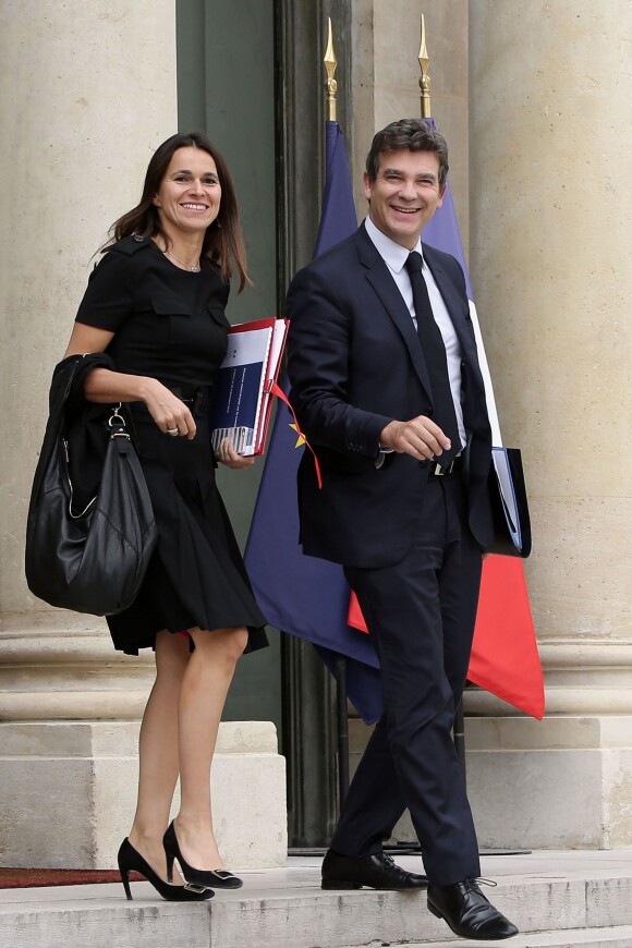Arnaud Montebourg et Aurélie Filipetti sur le perron de l'Elysée le 18 septembre 2013