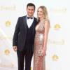 Jimmy Kimmel et sa femme Molly McNearney à La 66ème cérémonie annuelle des Emmy Awards au Nokia Theatre à Los Angeles, le 25 août 2014.