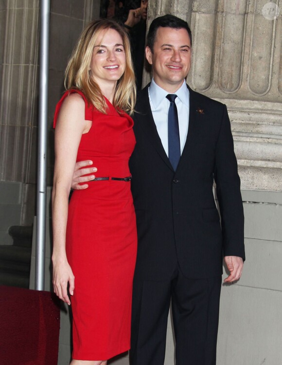Jimmy Kimmel et sa fiancee Molly McNearney - Jimmy Kimmel recoit son etoile sur le Walk of Fame a Hollywood le 25 Janvier 2013.