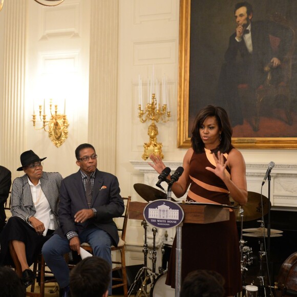 Terrence Blanchard, Bobby Watson, Dee Dee Bridgewater et Herbie Hancock - La première dame Michelle Obama reçoit des musiciens et chanteurs réputés à la Maison Blanche lors du Festival international de jazz à Washington, le 29 avril 2016 © Christy Bowe/Globe Photos via Bestimage29/04/2016 - Washington