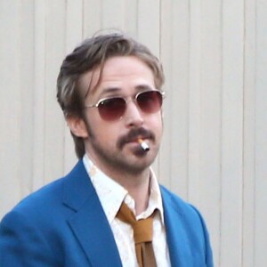 Exclusif - Ryan Gosling sur le tournage de "Nice Guys"à Los Angeles, le 27 janvier 2015