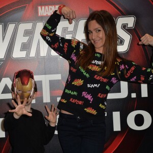 Emmanuelle Boidron et son fils Arthur - Vernissage de l'exposition"Marvel Avengers S.T.A.T.I.O.N." à La Défense le 3 mai 2016. © Veeren/Bestimage