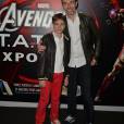 Matthieu Gonet et son fils Alexandre - Vernissage de l'exposition"Marvel Avengers S.T.A.T.I.O.N." à La Défense le 3 mai 2016. © Veeren/Bestimage