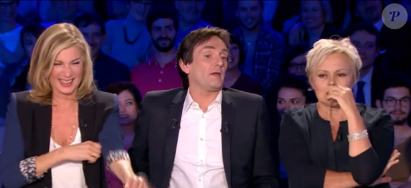 Muriel Robin, Michèle Laroque et Pierre Palmade, dans On n'est pas couché sur France 2, le samedi 7 mai 2016.