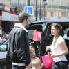 Jennifer Garner, Ben Affleck et leurs enfants Violet, Seraphina et Samuel sur le départ à la gare du Nord à Paris pour Londres le 8 mai 2016.