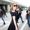 Jessica Chastain arrive à l'aéroport de Nice, le 10 mai 2016 
