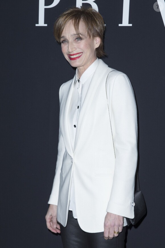 Kristin Scott Thomas - People au défilé "Giorgio Armani Privé" Haute Couture collection Printemps-Eté 2015 lors de la Fashion Week à Paris, le 27 janvier 2015