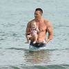 Exclusif - Wladimir Klitschko et sa fille Kaya à la plage à Miami le 20 septembre 2015