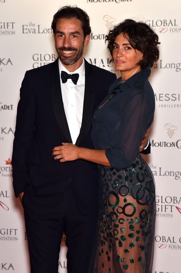 Robert Pirès et sa femme Jessica Lemarié-Pirès - Dîner du Global Gift Gala à l'espace Mouton Cadet, à Cannes, le 13 mai 2016. © Bruno Bebert / Bestimage