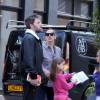 Jennifer Garner et Ben Affleck se retrouvent pour déjeuner avec leurs enfants Violet, Seraphina et Samuel à Londres le 12 mai 2016.