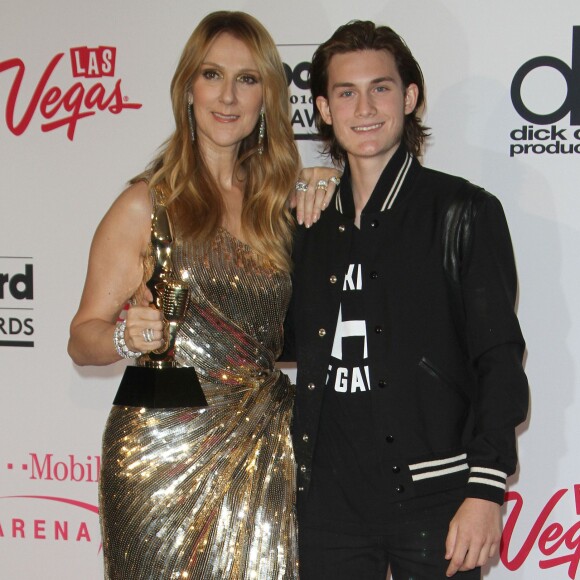 Céline Dion et son fils René-Charles dans la salle de presse de la soirée des Billboard Music Awards au T-Mobile Arena à Las Vegas, le 22 mai 2016