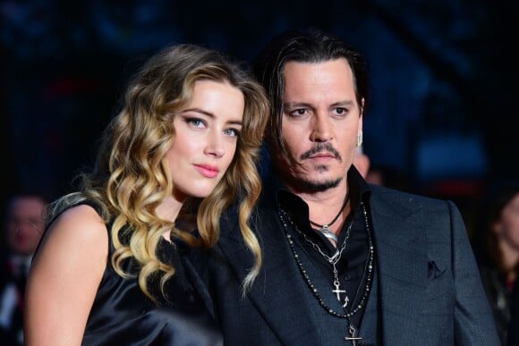 Johnny Depp et sa femme Amber Heard - Avant-première du film "Black Mass" lors du Festival BFI à Londres, le 11 octobre 2015.