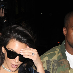 Kim Kardashian et son mari Kanye West arrivent au restaurant "Hakkasan" à Londres, le 21 mai 2016.
