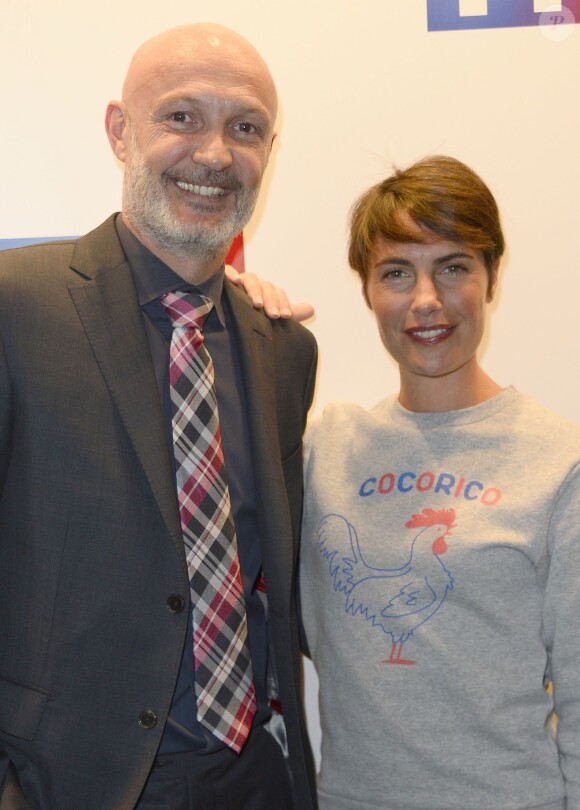 Frank Lebœuf et Alessandra Sublet - Conférence de presse de TF1 pour le lancement de l'Euro 2016 à Paris le 17 mai 2016. © Coadic Guirec/Bestimage17/05/2016 - Boulogne-Billancourt