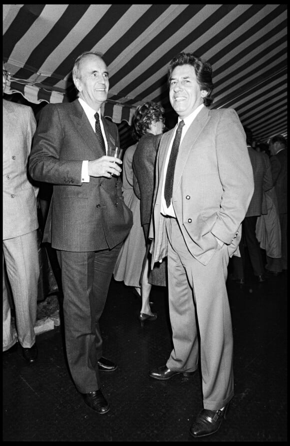 André Rousselet et Philippe Gildas lors de l'anniversaire de Canal + en 1985