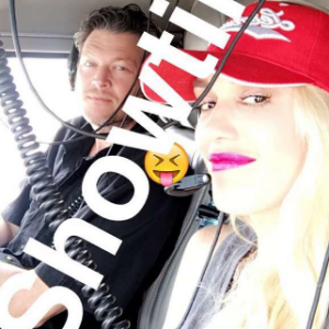 Gwen Stefani fête le 10e anniversaire de son fils Kingston en famille. Elle est accompagnée du chanteur country Blake Shelton. Ils sont tous allés faire un tour en hélicoptère. Photo publiée sur Snapchat, le dernier week-end du mois de mai 2016