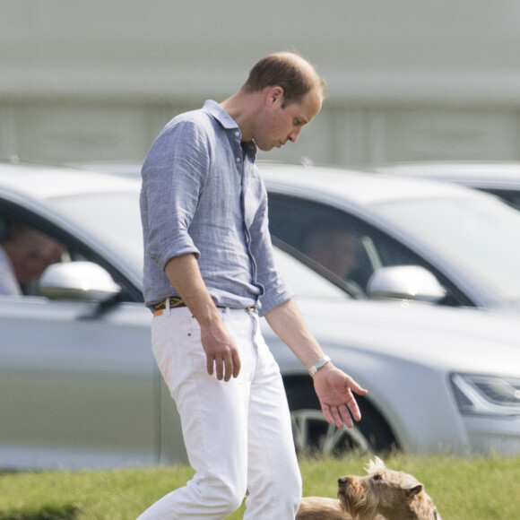 Le prince William lors de l'Audi Polo Challenge à Ascot le 28 mai 2016, qu'il disputait avec son frère le prince Harry au profit des associations Tusk Trust et Sentebale qu'ils soutiennent.