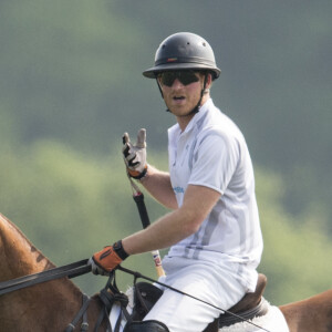 Le prince Harry lors de l'Audi Polo Challenge à Ascot le 28 mai 2016, qu'il disputait avec son frère le prince William au profit des associations Tusk Trust et Sentebale qu'ils soutiennent.