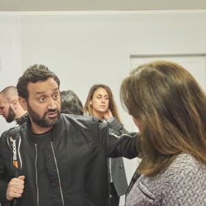 Cyril Hanouna et Framboise Holtz lors de la troisième et dernière journée du Trophée des Personnalités de Roland-Garros 2016, vendredi 3 juin 2016.