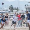 Ludovic Giuly, Mickaël Cerielo lors du match de gala du 2e Beach Soccer à Cannes au profit de l'association Sourire et Partage, sur la plage Macé le 1er juin 2016