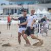 Mickaël Cerielo, Jan Koller lors du match de gala du 2e Beach Soccer à Cannes au profit de l'association Sourire et Partage, sur la plage Macé le 1er juin 2016