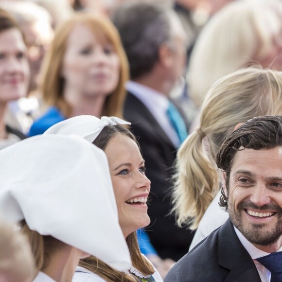 La princesse Madeleine, la princesse Sofia et le prince Carl Philip de Suède lors des célébrations à Skansen (Stockholm) de la Fête nationale le 6 juin 2016.