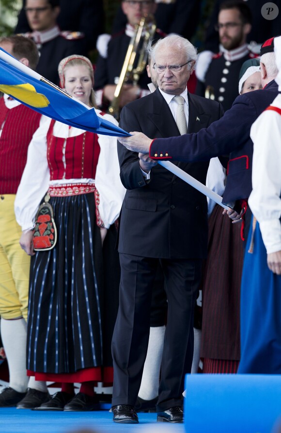 Le roi Carl XVI Gustaf de Suède lors des célébrations à Skansen (Stockholm) de la Fête nationale le 6 juin 2016.