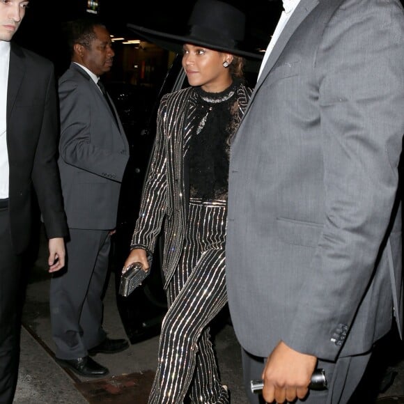 Beyoncé arrive à l'Hammerstein Ballroom pour les CFDA Fashion Awards 2016. New York, le 6 juin 2016.