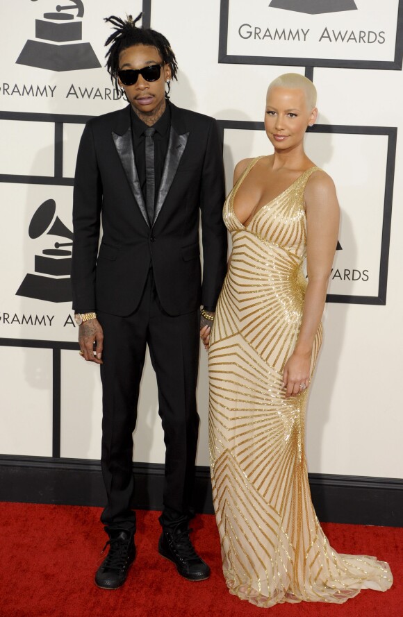 Wiz Khalifa et sa femme Amber Rose à la 56eme ceremonie des Grammy Awards a Los Angeles le 26 janvier 2014.