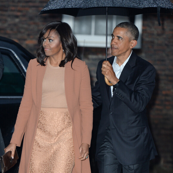 Barack Obama et sa femme Michele Obama - Le prince William et Kate Middleton reçoivent Barack Obama et sa femme pour un dîner privé dans leur résidence de Kensington à Londres le 22 Avril 2016.