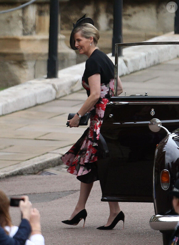 La comtesse Sophie de Wessex lors de son arrivée à la chapelle Saint George au château de Windsor pour les cérémonies de l'Ordre de la Jarretière, le 13 juin 2016