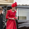 La duchesse Catherine de Cambridge arrive à la chapelle Saint George au château de Windsor pour les cérémonies de l'Ordre de la Jarretière, le 13 juin 2016