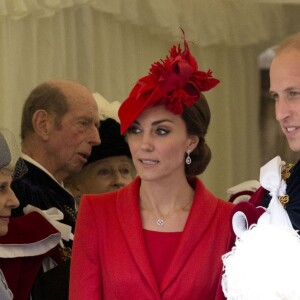 Le prince William et la duchesse Catherine de Cambridge à la chapelle Saint George au château de Windsor pour les cérémonies de l'Ordre de la Jarretière, le 13 juin 2016