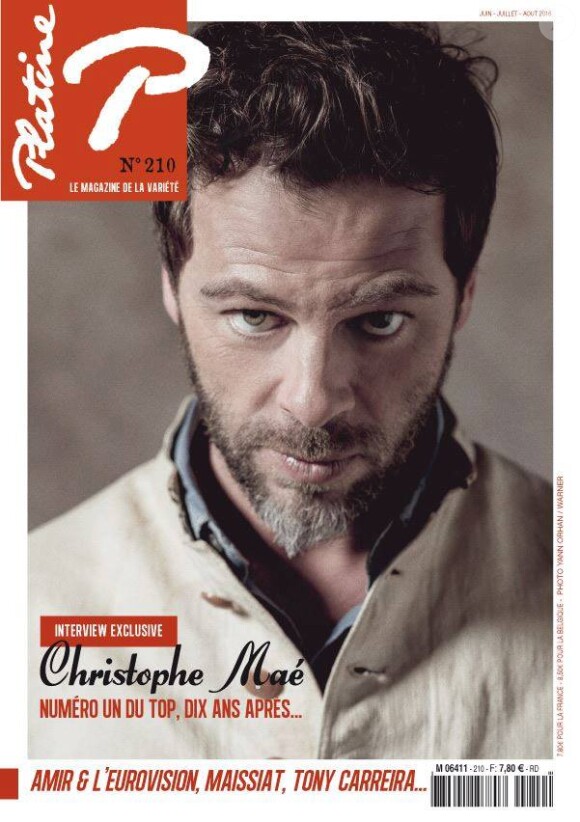 Christophe Maé en couverture de "Platine", juin-juillet-août 2016.