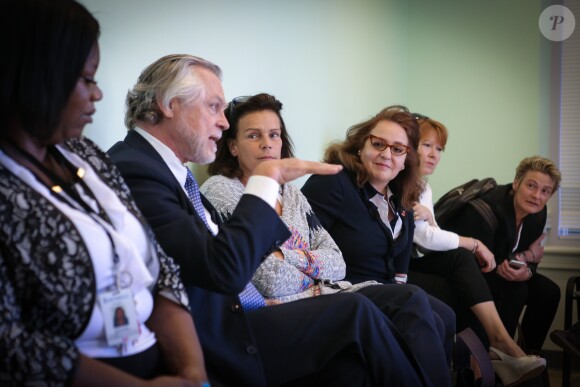 Exclusif - La princesse Stéphanie de Monaco a visité un centre de soins et de réinsertion de l'association Housing Works à Brooklyn à l'occasion de son déplacement à New York pour une réunion de l'ONU, le 8 juin 2016, sur l'éradication du sida d'ici à 2030 © F.Nebinger / Palais Princier / Pool restreint Monaco / Bestimage - Crystal - Visual