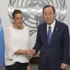 La princesse Stéphanie de Monaco rencontre le secrétaire général de l'ONU Ban Ki-moon à New York le 8 juin 2016. © ONU via BestImage